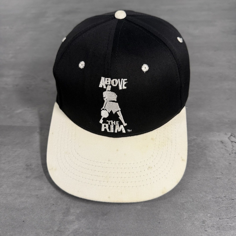 Vintage 90s Above The Rim‎ Snapback Hat Black White Basketball Movie Promo Tupac